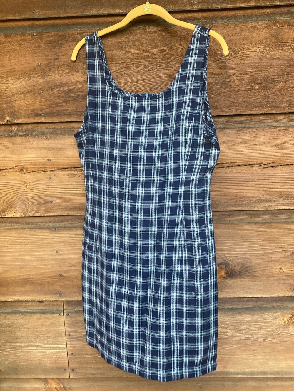 90s Navy Plaid Mini Tank Dress